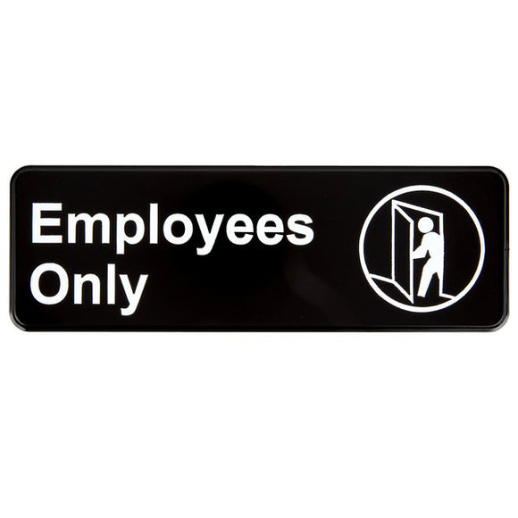 Employees Only Plastic Sign - Black and White, 9