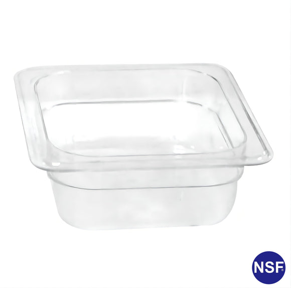 Professional Clear Transparent Polycarbonate Food Pan, 1/6 Sixth Size