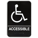 Handicap Accessible Plastic Sign with Braille - Black and White, 6" x 9"