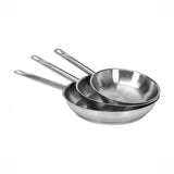 Professional Stainless Steel Fry Pan with Aluminum-Clad Bottom