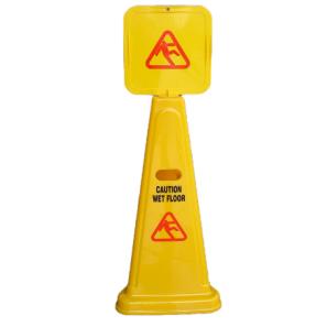 Professional Cone Shape Wet Floor Caution Sign, 27-Inch Height, Plastic