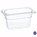 Professional Clear Transparent Polycarbonate Food Pan, 1/9 Ninth Size