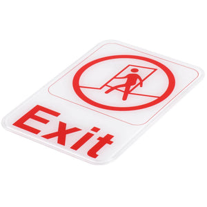 Professional Exit Plastic Sign - Red on White, 9" x 6"
