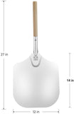 Professional  Aluminum Pizza Peel with Wood Handle, Blade 12 x 14 Inch