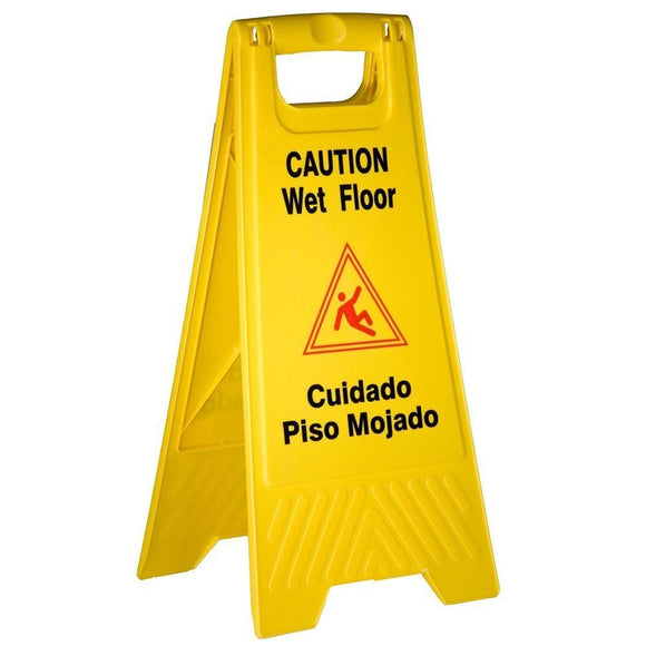 Wet Floor Caution Sign, Yellow, 24-Inch by 12-Inch Fold Up, Plastic