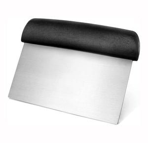 Commercial Stainless Steel Dough Scraper with Plastic Handle, 6x3" Blade