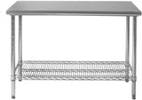 Stainless Steel Work Table with Wire Shelf 47''x 24''x 35'', 1'' Post