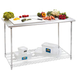 Stainless Steel Work Table with Wire Shelf 47''x 24''x 35'', 1'' Post