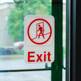 Professional Exit Plastic Sign - Red on White, 9" x 6"