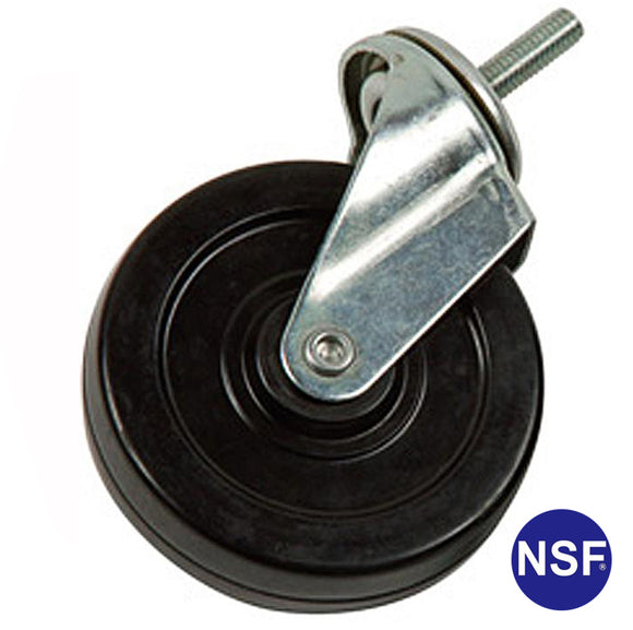 Professional Threaded Stem Swivel Caster for Posts, Rubber Wheels 5''