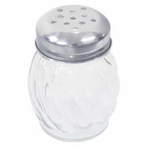 Commercial Glass Swirl Cheese Shaker with Stainless Steel Top, 6-Ounce