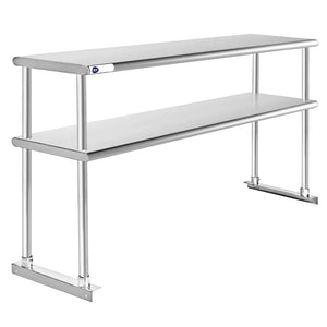 NSF Stainless Steel Commercial 2 Tier Double Overshelf - for Work Table