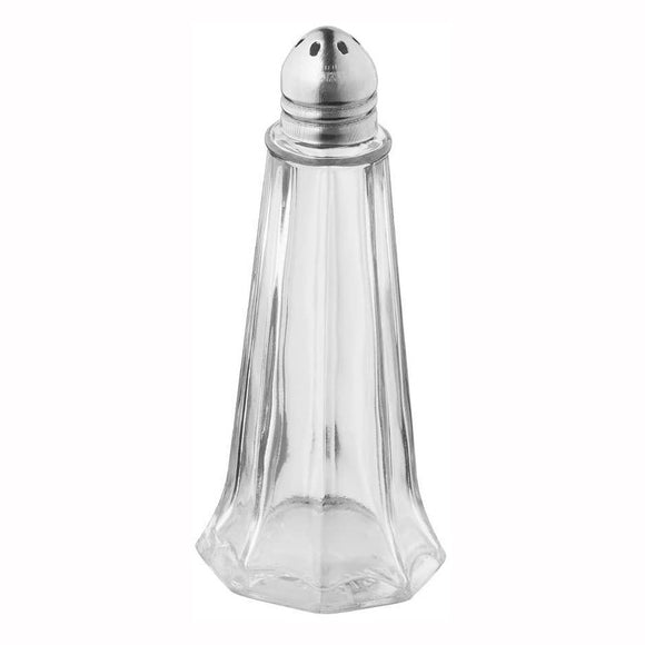 Commercial 1 OZ Glass Tower Salt and Pepper Shaker Chrome-Plated Cap