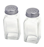 Commercial 2 oz Glass Square Salt Pepper Shaker Stainless Steel Cap
