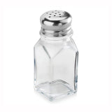 Commercial 2 oz. Glass Square Salt and Pepper Shaker Stainless Steel Cap