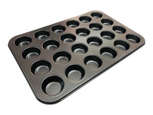 24 Cup 1 oz. Non-Stick Carbon Steel Mini Muffin Pan - 10" x 15 1/4"