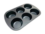 PAN MUFFIN 6 CUP LARGE 7.1OZ CUP NON STICK CARBON STEEL 3.5" TOP DIA