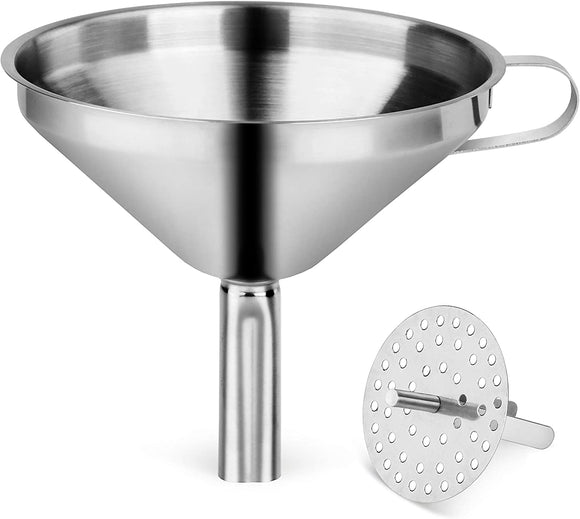 Commercial-Grade Stainless Steel Funnel with Detachable Strainer/Filter, 5