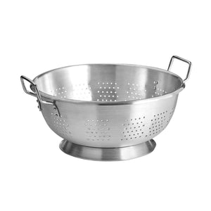 Commercial-Grade Natural Aluminum Colander with Base and Handles