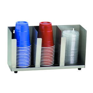 Commercial Stainless Steel Three Section Cup and Lid Organizer