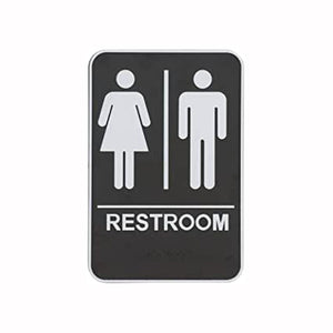 Black and White Unisex Restroom Plastic Sign with Braille 9" x 6"