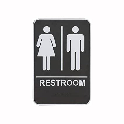Black and White Unisex Restroom Plastic Sign with Braille 9