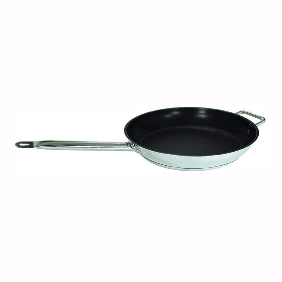 Stainless Steel Non-Stick Fry Pan with Aluminum-Clad Bottom, Excalibur Coating, and Helper Handle