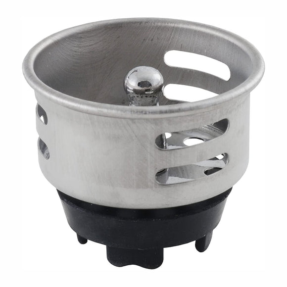 Commercial Bar Sink/Tub Basket Strainer Cup, Stainless Steel, 1 1/2