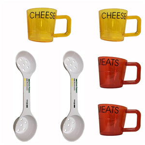 Plastic Measuring Cup Kit | 2 Double-Sided, 2 Yellow Meat, and  2 Red Cheese Cups