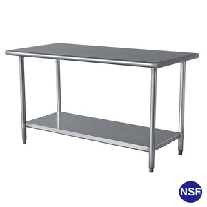 Commercial Stainless Steel Work Table With Bottom Shelf, Round Edge