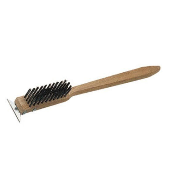 Professional Carbon Steel Long Bent Handle Wire Brush with Scraper