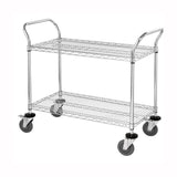 Commercial 2 Tier Shelf Heavy Duty Chrome Wire Utility Cart