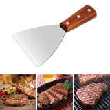 Professional Grill Scraper Stainless Steel Blade 4 Inch with Wood Handle in 4 Pack