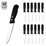 Professional Commercial Steak Knives Plastic Handle 5 Inch Heavy-Duty Blade, 12 pack